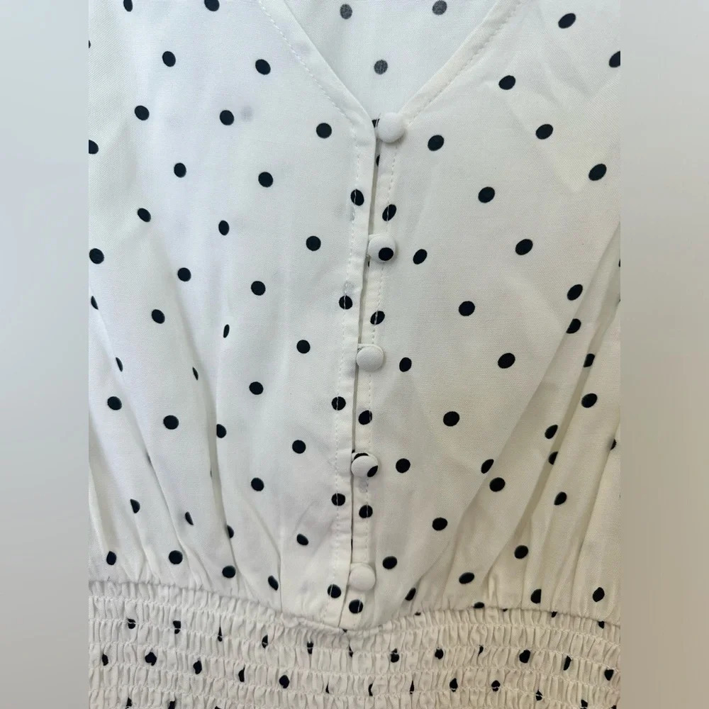NWT Dex Polka‎ Dot Smocked Blouse Black and White Small - Picture 7 of 10